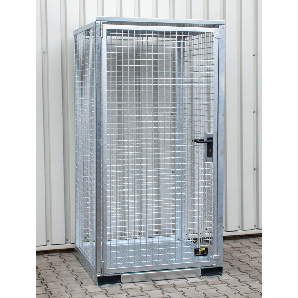 Bauer® Conteneur à bouteilles de gaz, avec entrées de fourche, 16 bouteilles de gaz max., plancher grillagé Illustration du produit: Bauer® Conteneur à bouteilles de gaz, avec entrées de fourche, 16 bouteilles de gaz max., plancher grillagé