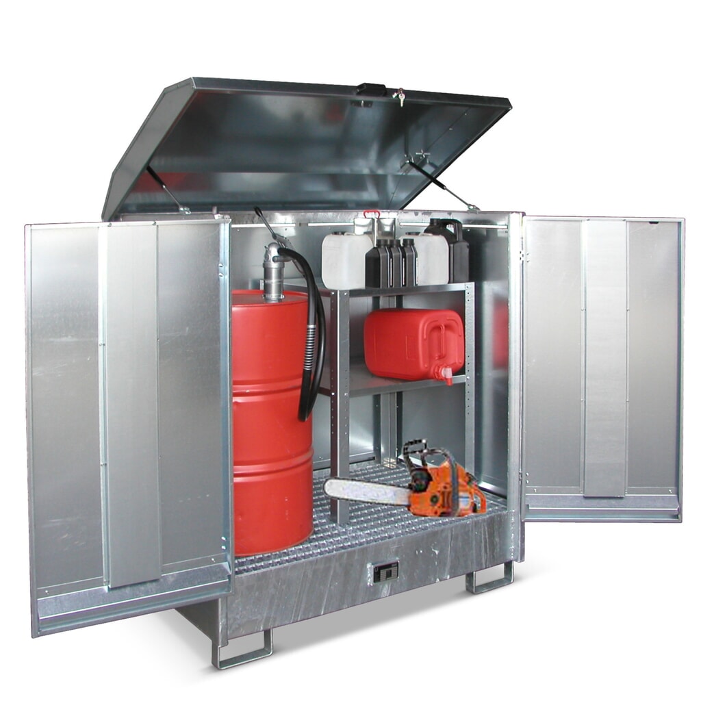 Bauer® Box de sécurité GD-N, avec bac de rétention pour 2 x 200 l, HxlxP 1 610 x 1 440 x 1 015 mm N° de l'image du produit 2 : Bauer® Box de sécurité GD-N, avec bac de rétention pour 2 x 200 l, HxlxP 1 610 x 1 440 x 1 015 mm