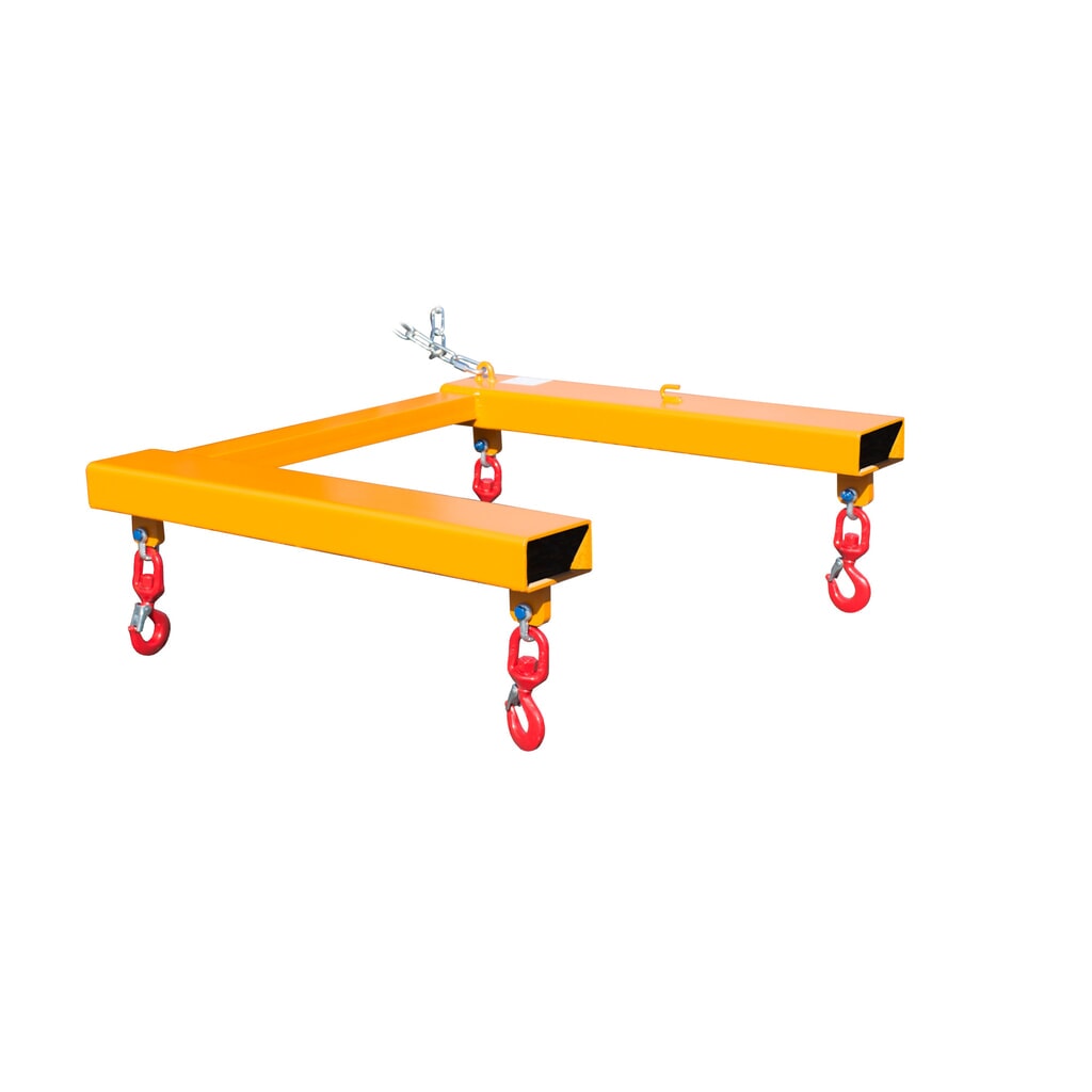 Illustration du produit: Bauer® Traverse de levage pour Big-Bag, spécial chariot avec 4 crochets à émerillon, capacité de charge 1 250 kg, peinte, RAL 2000 jaune orange