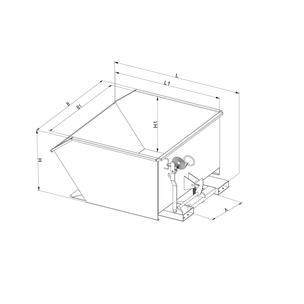 N° de l'image du produit 2 : Benne basculante Eichinger® hauteur de construction faible, 1 000 kg, 400 litres, orangé pur