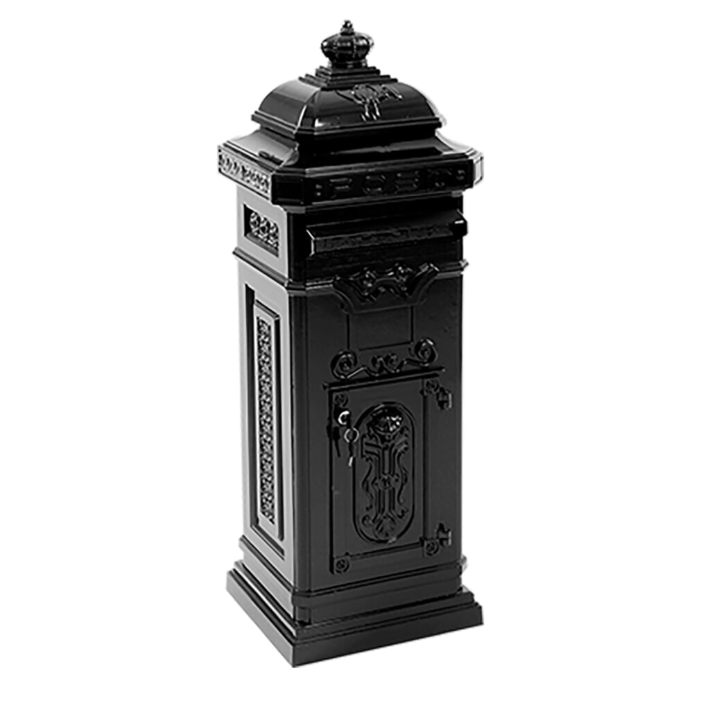 Illustration du produit: Boîte aux lettres colonne avec clapet d’insertion, carrée, en acier galvanisé, noir