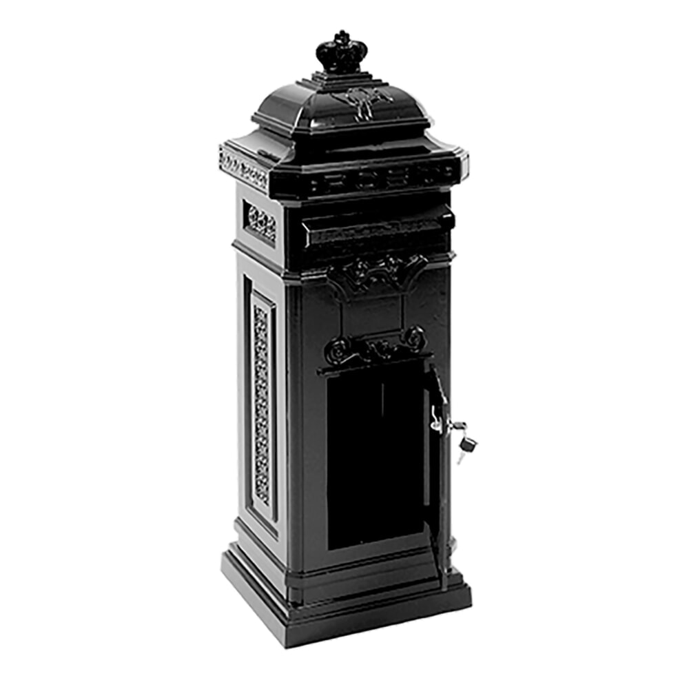 N° de l'image du produit 2 : Boîte aux lettres colonne avec clapet d’insertion, carrée, en acier galvanisé, noir