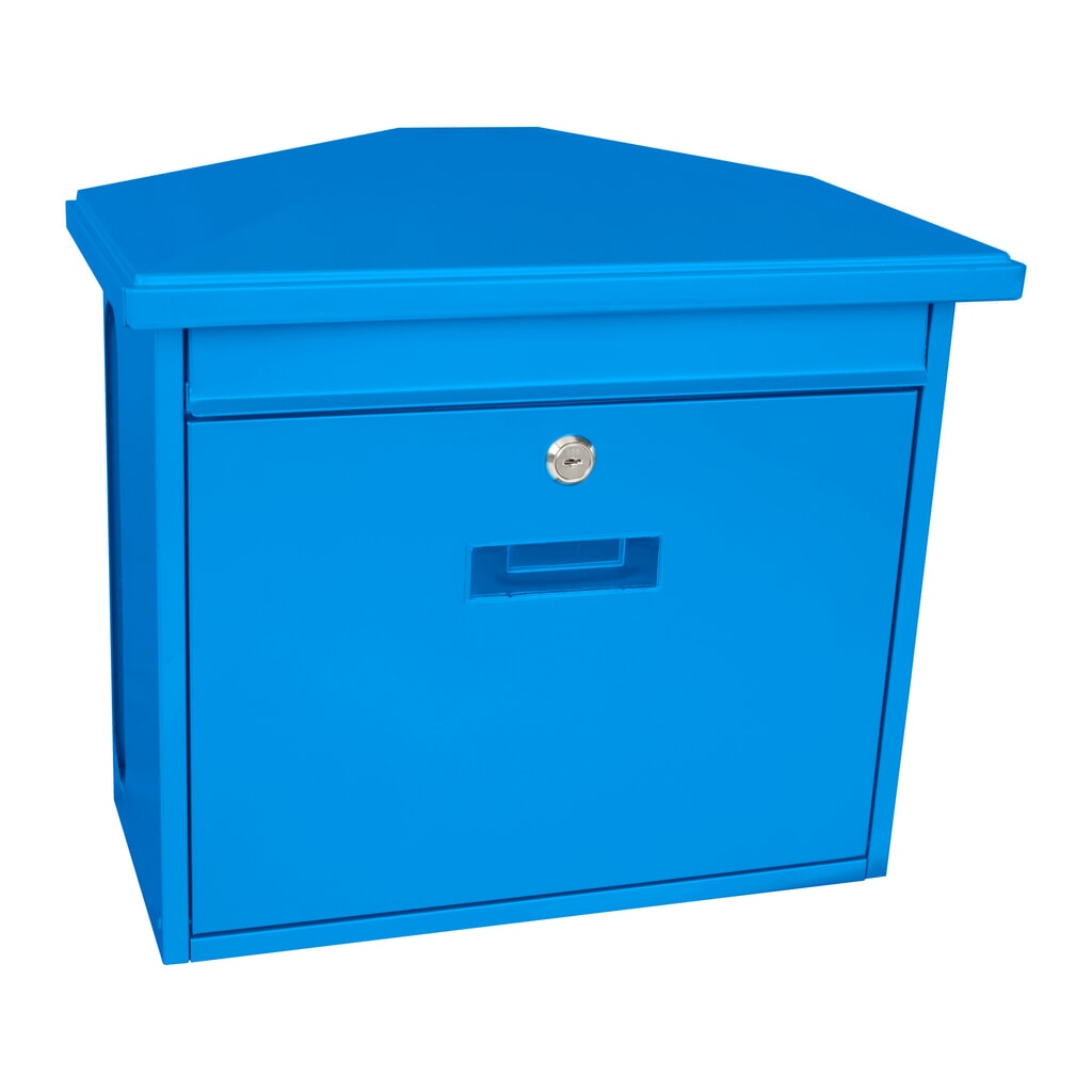 N° de l'image du produit 1 : Boîte aux lettres murale Zamoran, en acier galvanisé, bleu