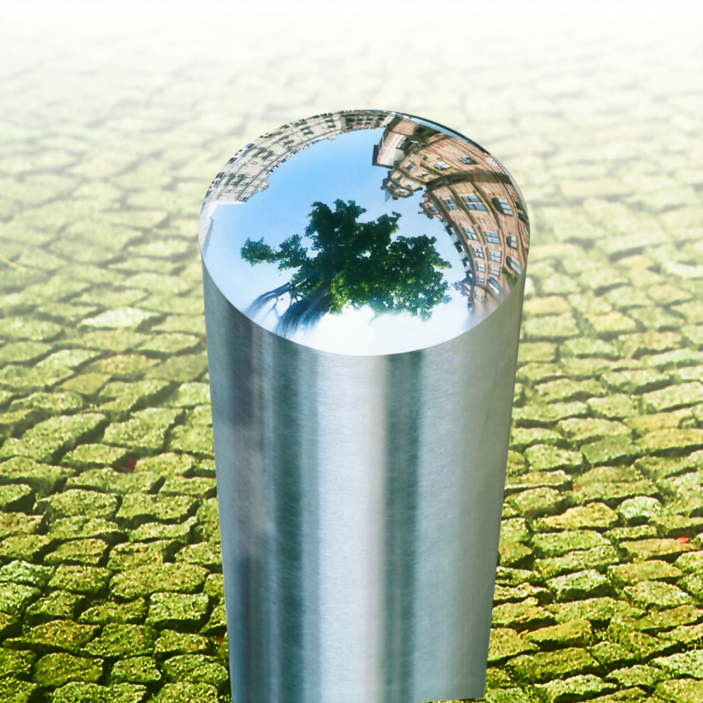 N° de l'image du produit 2 : Borne CITY MORAVIA BERLIN, tube rond Ø 76 mm, à bétonner, douille de sol incluse, amovible, fermeture triangulaire
