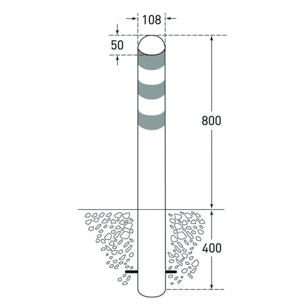N° de l'image du produit 2 : Borne de protection pour bornes de recharge I, Ø 108 mm, hauteur 1200 mm, pour montage en béton, acier, sans anneaux réfléchissants