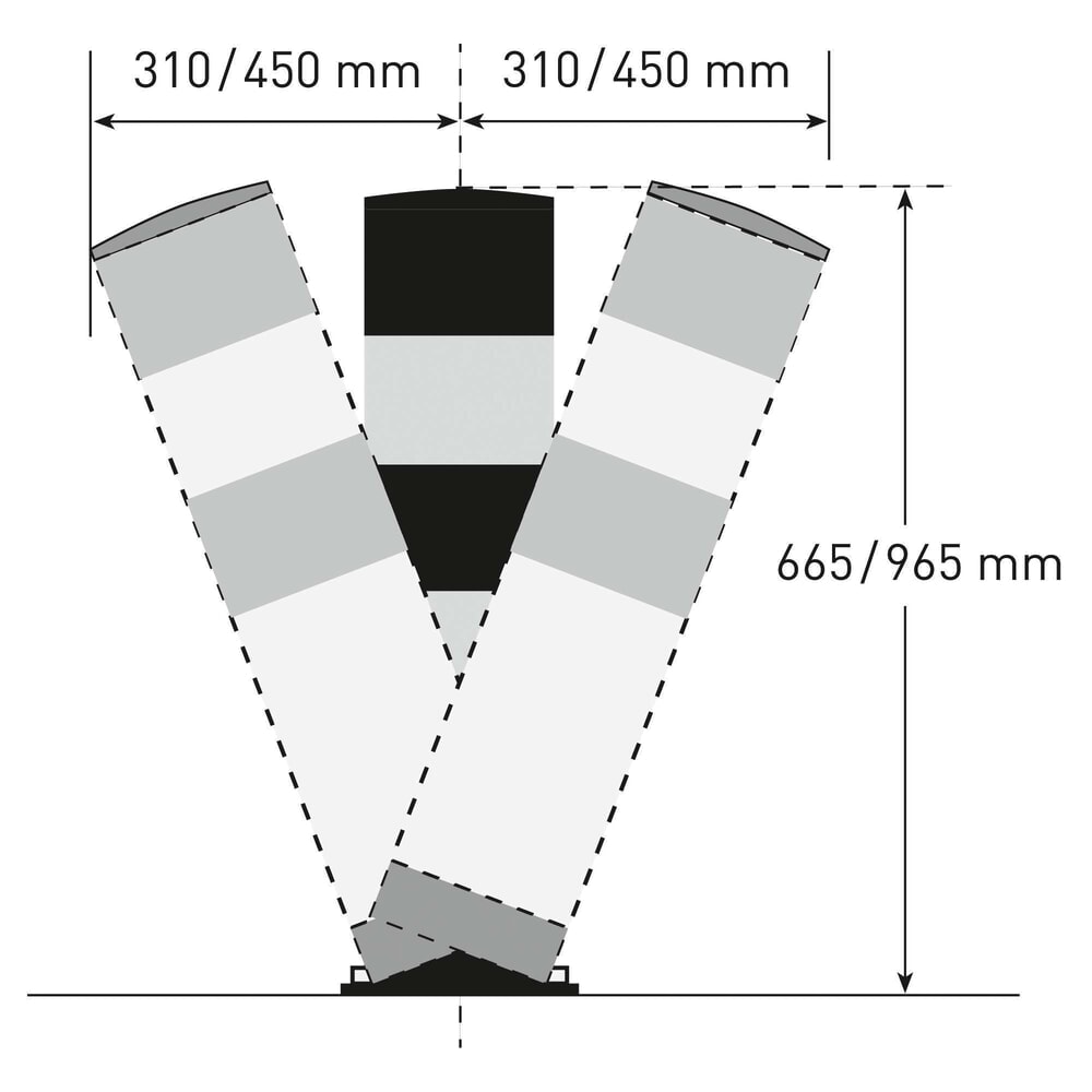 N° de l'image du produit 4 : MORAVIA Borne de protection inclinable Swing, pour l’extérieur, HxØ 655 x 159 mm