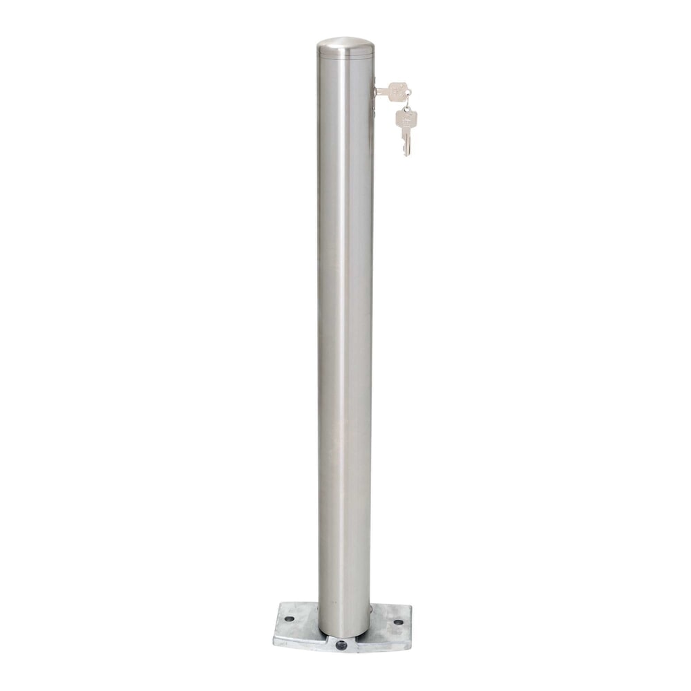 N° de l'image du produit 1 : Borne en acier inoxydable MILANO MORAVIA, à cheviller, rabattable, avec serrure à cylindre, H x Ø 925 x 76 mm