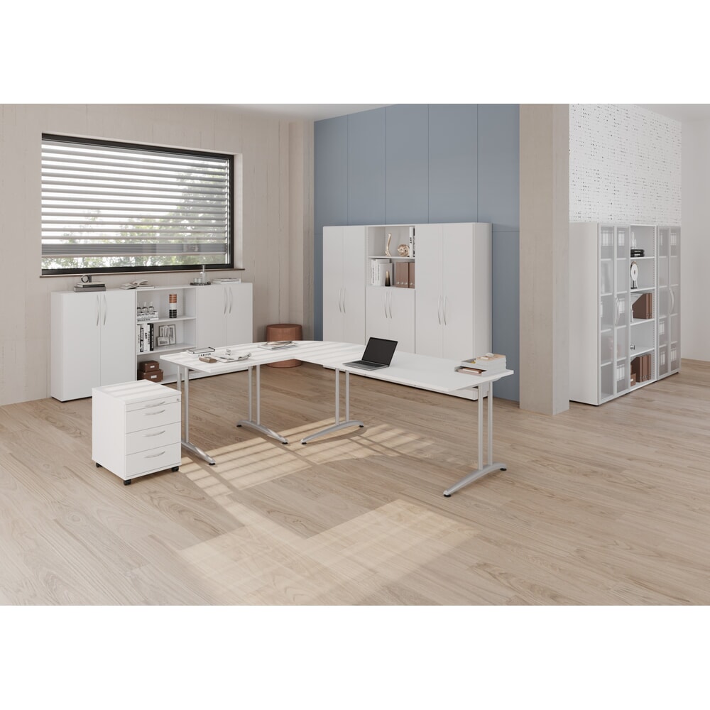 N° de l'image du produit 3 : Bureau Akzent Hammerbacher, pied en C, haut. x larg. x prof. 740 x 1 600 x 800 mm, gris