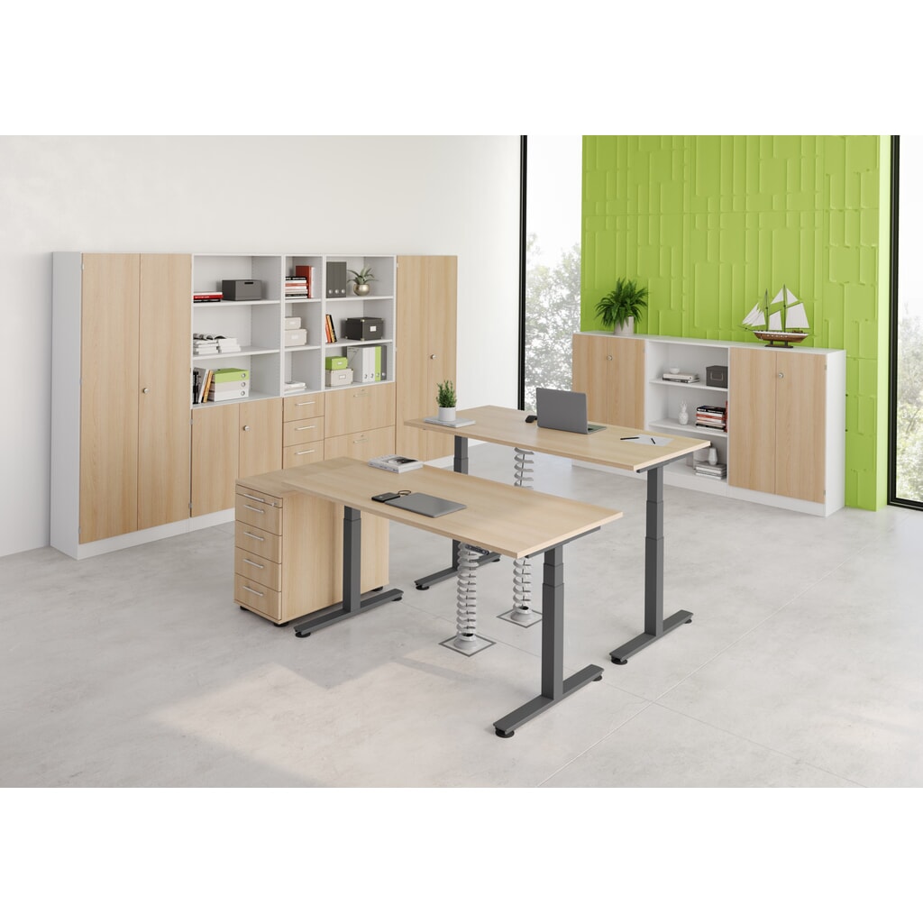 Bureau assis/debout Hammerbacher él.200 x 100 cm blanc N° de l'image du produit 9 : Bureau assis/debout Hammerbacher él.200 x 100 cm blanc