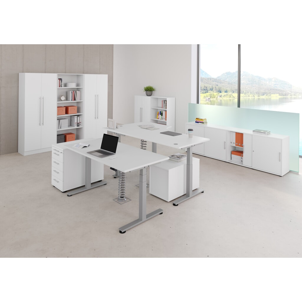 Bureau assis/debout Hammerbacher él.200 x 100 cm blanc N° de l'image du produit 10 : Bureau assis/debout Hammerbacher él.200 x 100 cm blanc