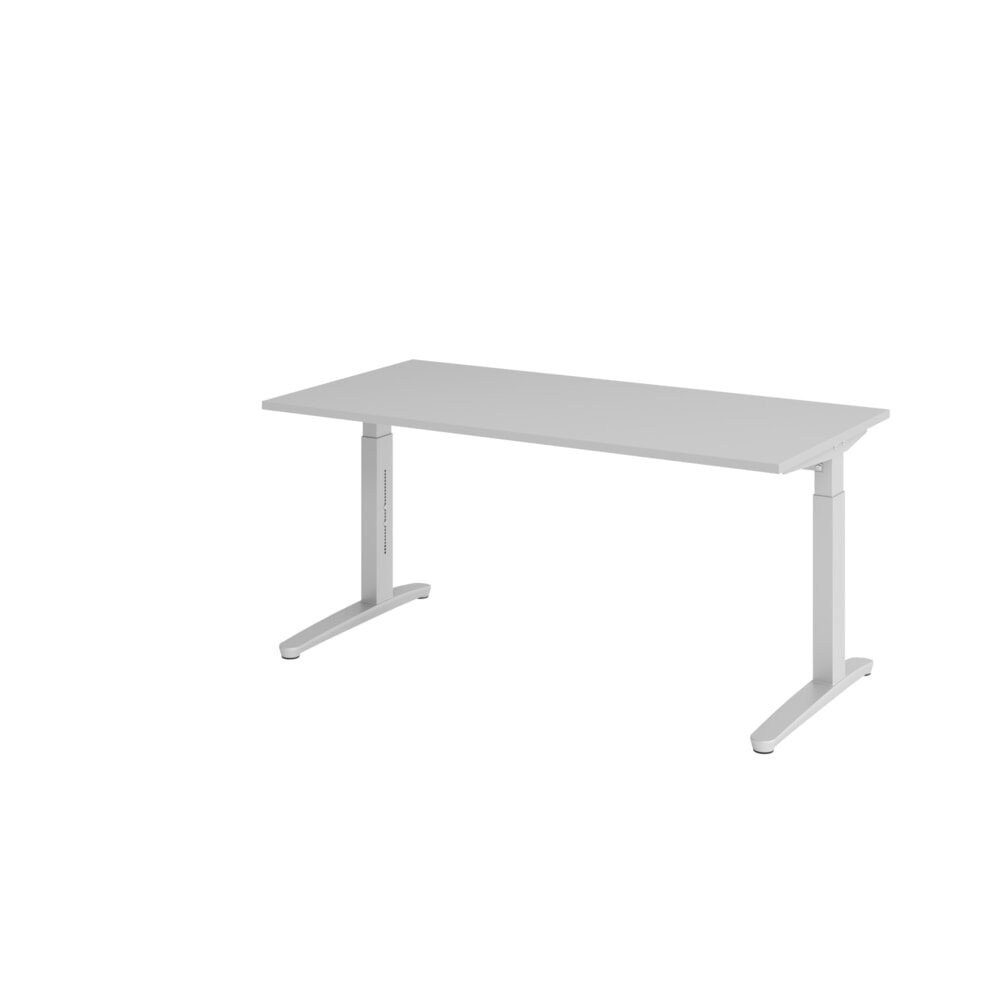 N° de l'image du produit 1 : Bureau Hammerbacher réglable en hauteur manuellement, pied en C, L x P 1 600 x 800 mm, gris