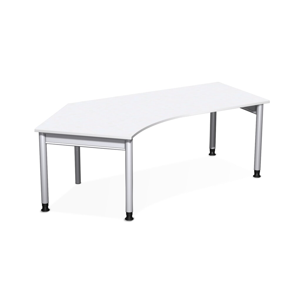 Bureau professionnel Geramöbel réglable en hauteur manuellement, plateau de table en forme libre 135° à gauche, bâti à 4 pieds, L x P 2 166 x 1 130 mm, blanc Illustration du produit: Bureau professionnel Geramöbel réglable en hauteur manuellement, plateau de table en forme libre 135° à gauche, bâti à 4 pieds, L x P 2 166 x 1 130 mm, blanc