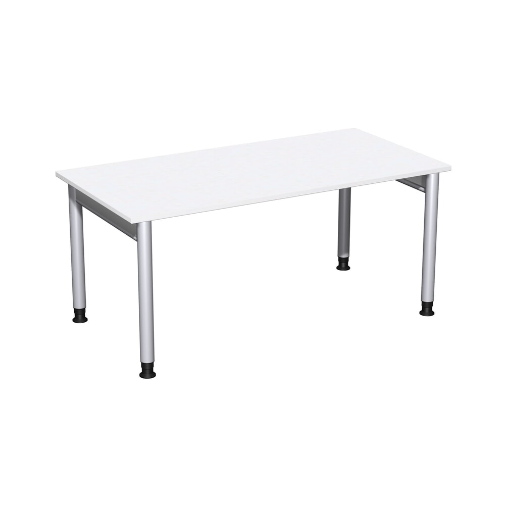 Illustration du produit: Bureau professionnel Geramöbel réglable manuellement en hauteur, bâti à 4 pieds, L x P 1 600 x 800 mm, blanc