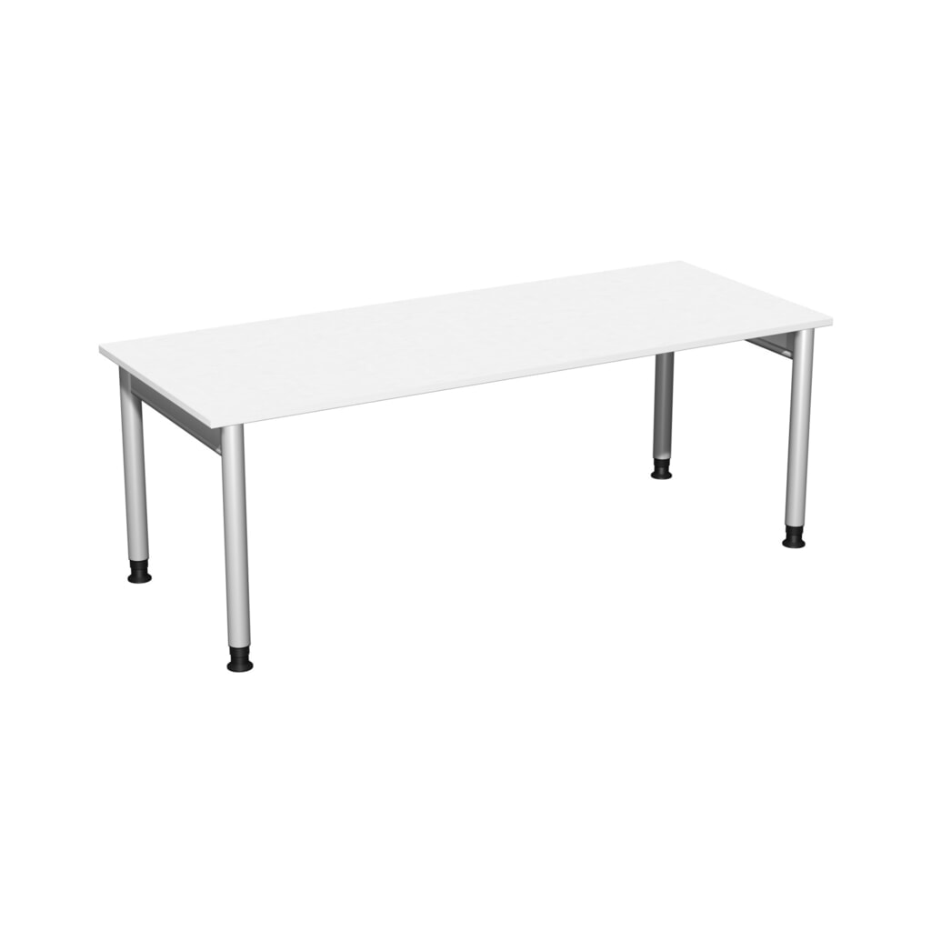 Illustration du produit: Bureau professionnel Geramöbel réglable en hauteur manuellement, bâti à 4 pieds, L x P 2 000 x 800 mm, blanc
