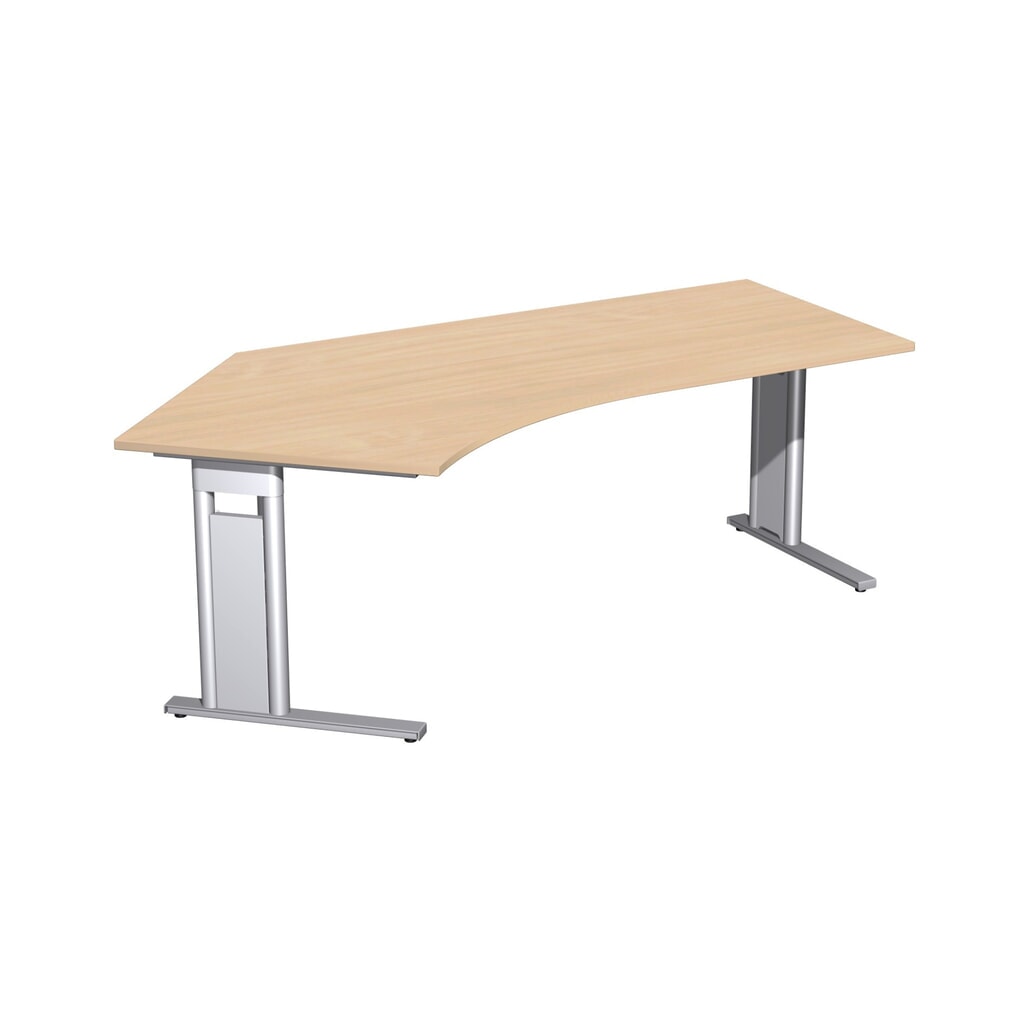 Illustration du produit: Bureau Geramöbel profilé, plateau de table en forme libre 135° à gauche, bâti en pied en C, lxP 2 166 x 1 130 mm, hêtre