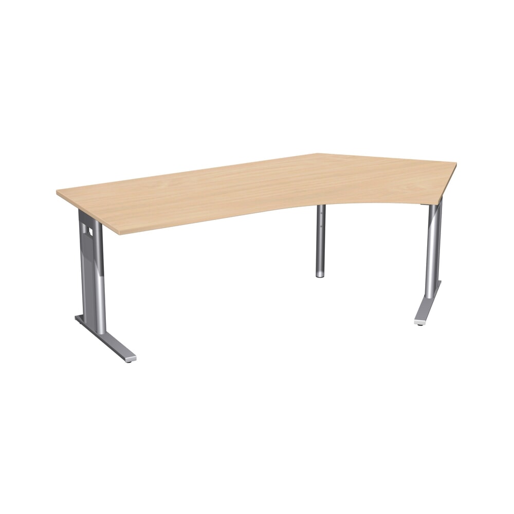Illustration du produit: Bureau Geramöbel profilé, plateau de table en forme libre 135° à droite, bâti en pied en C, lxP 2 166 x 1 130 mm, hêtre