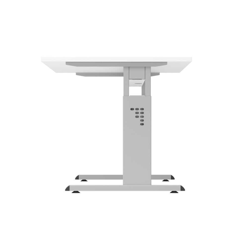 N° de l'image du produit 4 : Bureau Hammerbacher Solid, réglable manuellement en hauteur, pied en C, L x P 1 600 x 800 mm, gris
