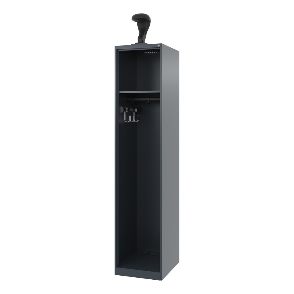 C+P Vestiaire pompier EXPERT, patins, 1 compartiment, HxlxP 1 850 x 400 x 500 mm, gris anthracite, avec support de casque Illustration du produit: C+P Vestiaire pompier EXPERT, patins, 1 compartiment, HxlxP 1 850 x 400 x 500 mm, gris anthracite, avec support de casque