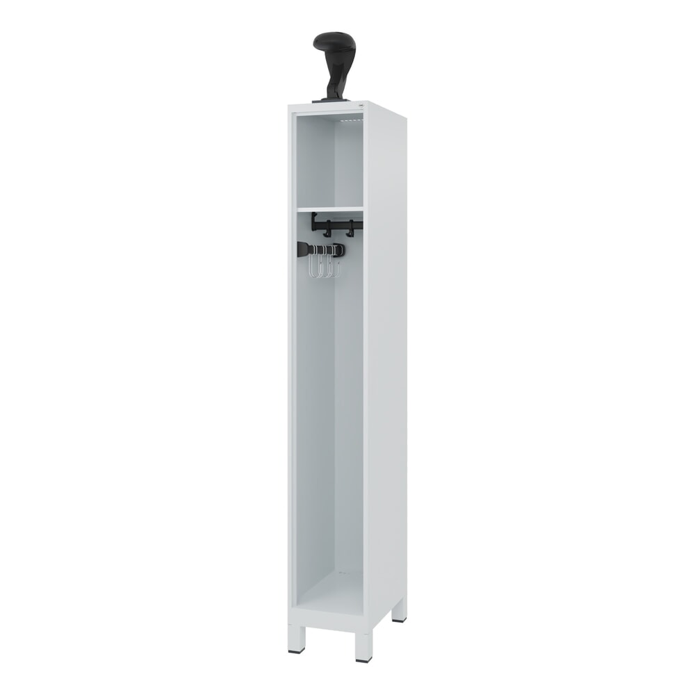 Illustration du produit: C+P Vestiaire pompier EXPERT, pieds, 1 compartiment, HxlxP 1 850 x 300 x 500 mm, gris clair, avec support de casque