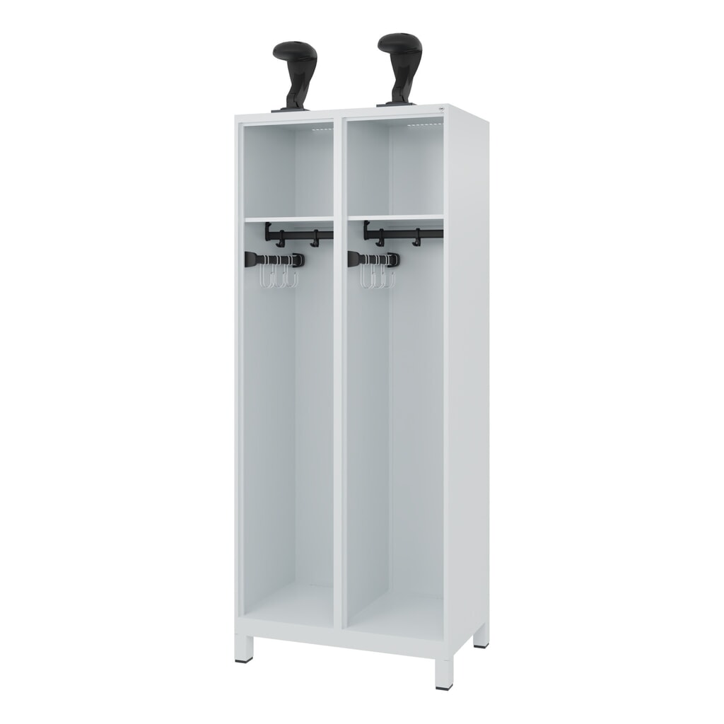 C+P Vestiaire pompier EXPERT, pieds, 2 compartiments, HxlxP 1 850 x 800 x 500 mm, gris clair, avec support de casque Illustration du produit: C+P Vestiaire pompier EXPERT, pieds, 2 compartiments, HxlxP 1 850 x 800 x 500 mm, gris clair, avec support de casque
