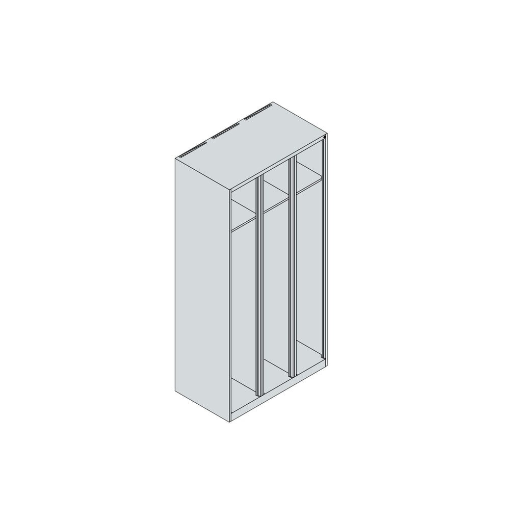 N° de l'image du produit 5 : C+P Vestiaire pompier EXPERT, patins, 3 compartiments, HxlxP 1 850 x 900 x 500 mm, rouge feu, avec support de casque