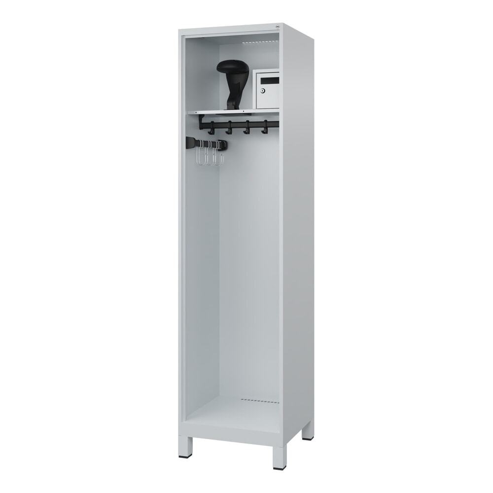 Illustration du produit: C+P Vestiaire pompier FLEXO, pieds, 1 compartiment, HxlxP 1 850 x 500 x 500 mm, gris clair, avec support de casque
