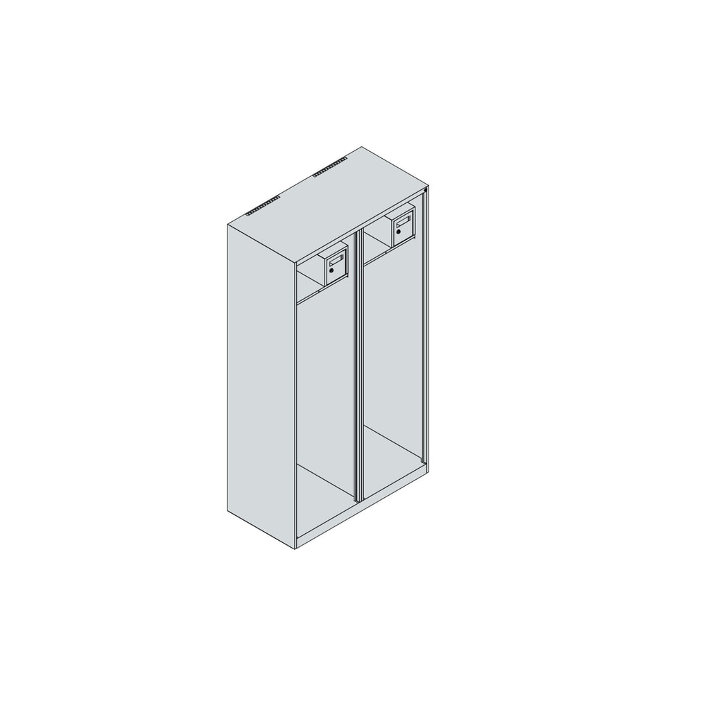 N° de l'image du produit 4 : C+P Vestiaire pompier FLEXO, patins, 2 compartiments, HxlxP 1 850 x 1 000 x 500 mm, gris clair
