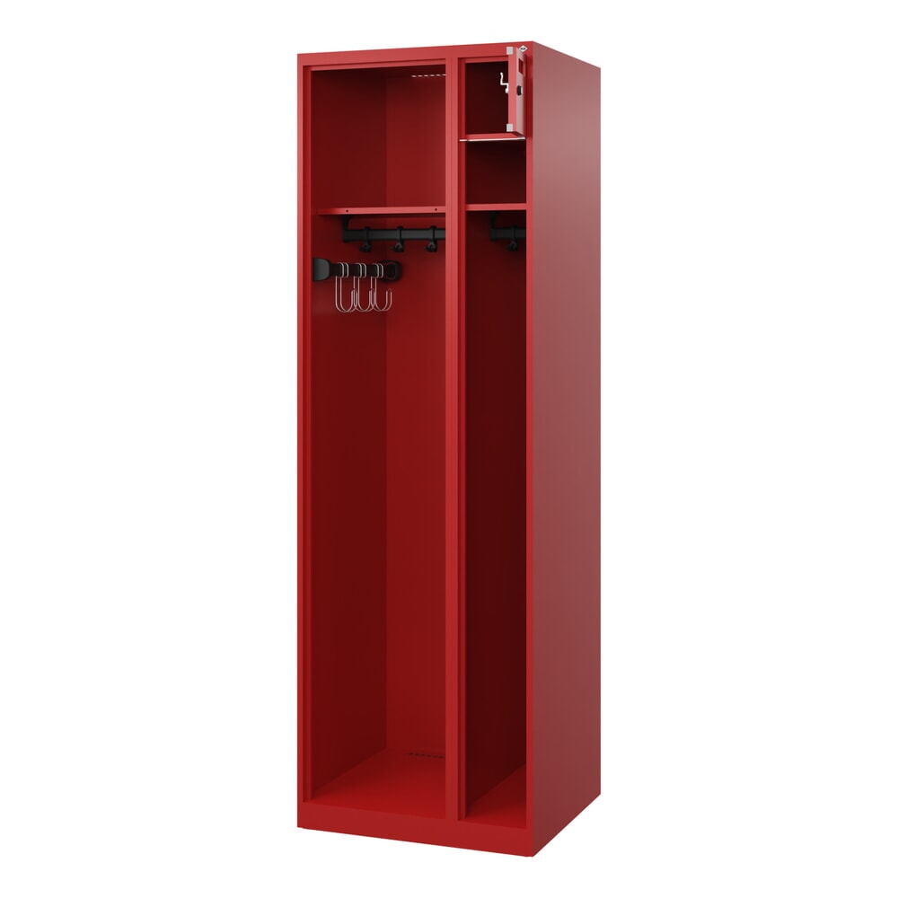 Illustration du produit: C+P Vestiaire pompier KOMBI Open, patins, 1 compartiment, HxlxP 1 850 x 600 x 500 mm, rouge feu