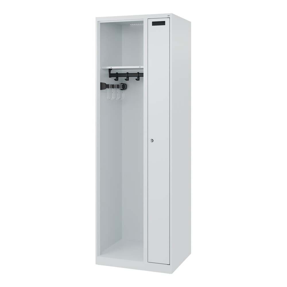 N° de l'image du produit 5 : C+P Vestiaire pompier KOMBI, patins, 1 compartiment, HxlxP 1 850 x 600 x 500 mm, gris clair