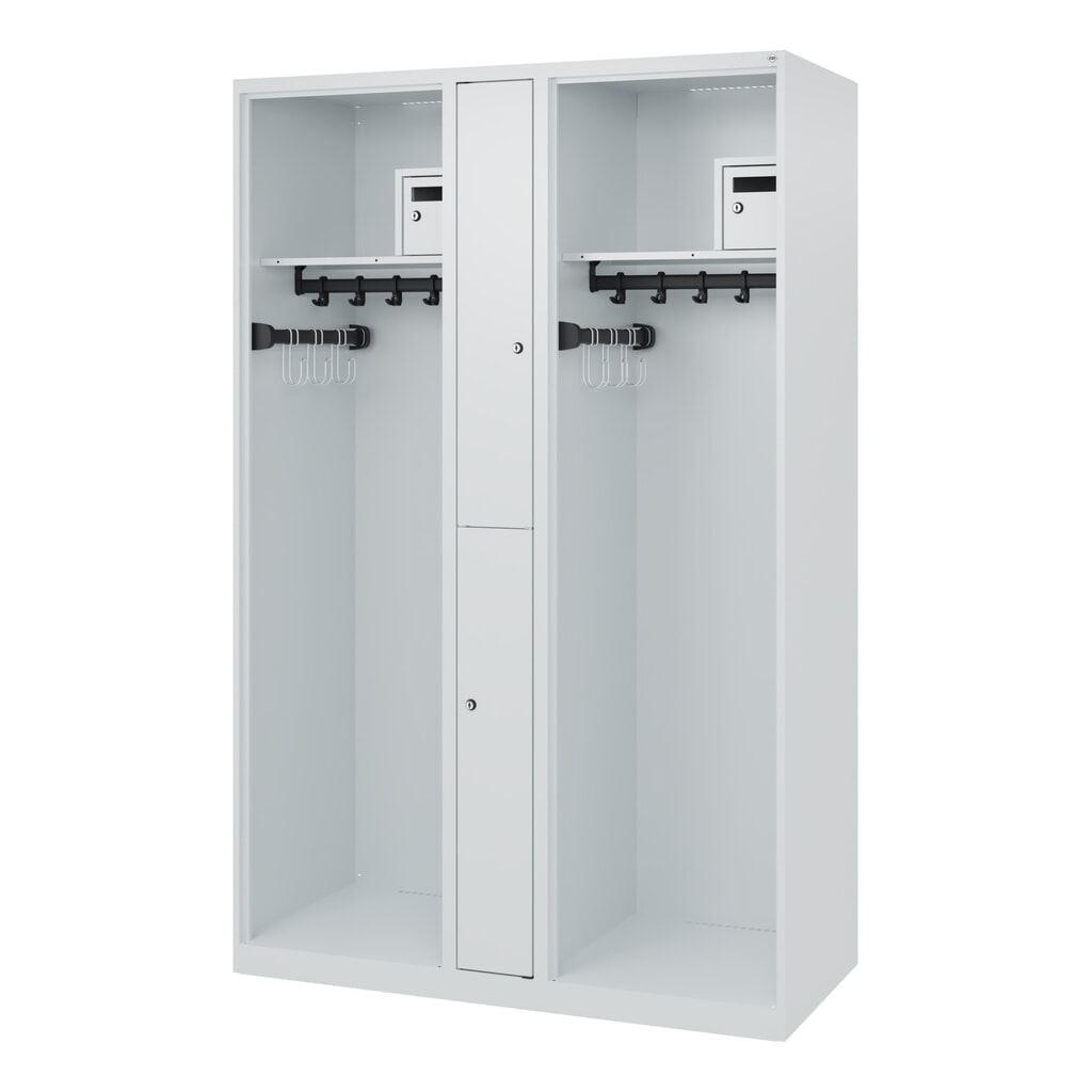 N° de l'image du produit 5 : C+P Vestiaire pompier MAXI, patins, HxlxP 1 850 x 1 200 x 500 mm, gris clair