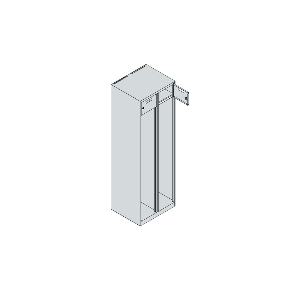 N° de l'image du produit 4 : C+P Vestiaire pompier PRAKTUS, socle, 2 compartiments, HxlxP 1 850 x 600 x 500 mm, rouge feu, avec support de casque