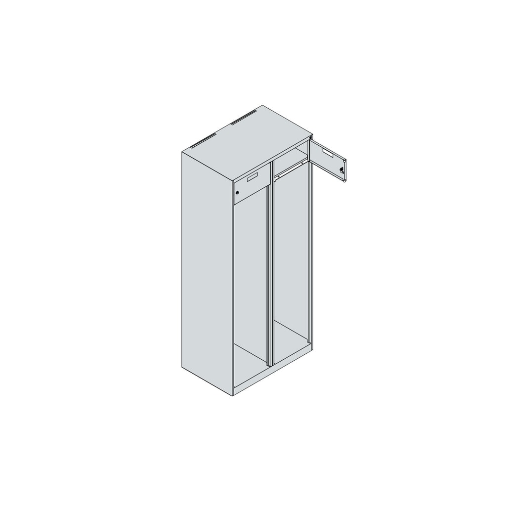 N° de l'image du produit 4 : C+P Vestiaire pompier PRAKTUS, socle, 2 compartiments, HxlxP 1 850 x 800 x 500 mm, gris clair, avec support de casque