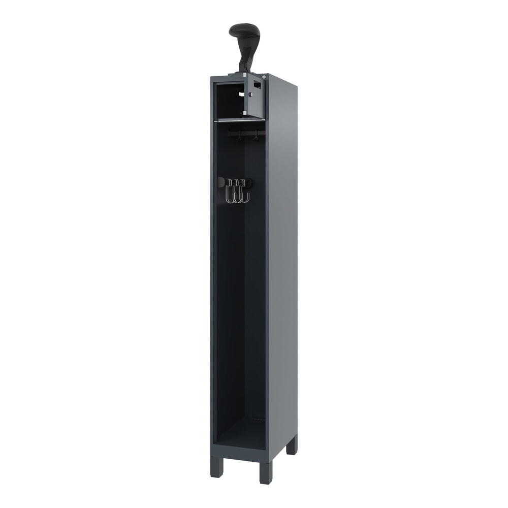Illustration du produit: C+P Vestiaire pompier PRAKTUS, pieds, 1 compartiment, HxlxP 1 850 x 300 x 500 mm, gris anthracite, avec support de casque