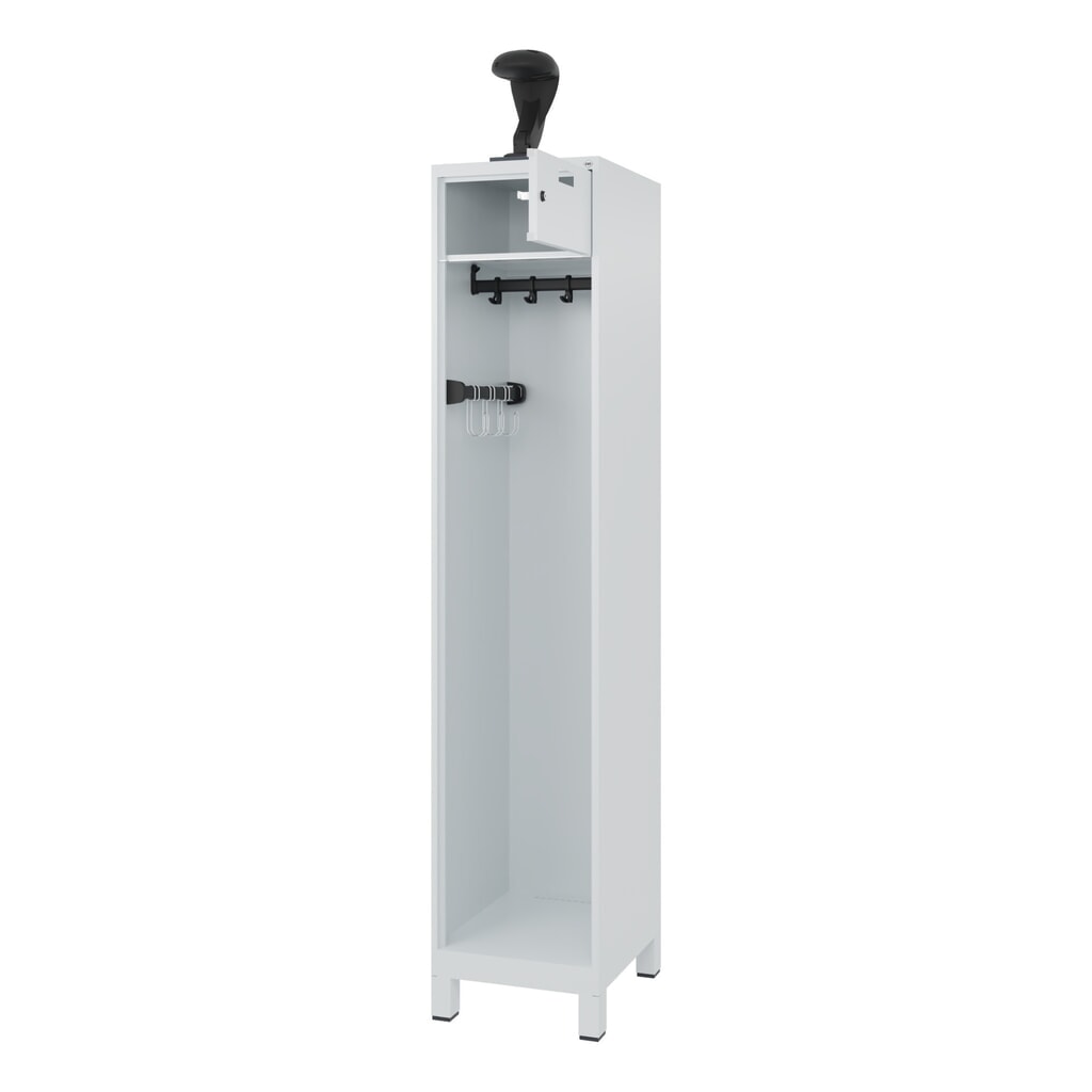 Illustration du produit: C+P Vestiaire pompier PRAKTUS, pieds, 1 compartiment, HxlxP 1 850 x 400 x 500 mm, gris clair, avec support de casque