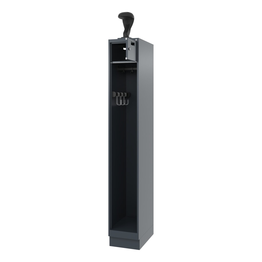 C+P Vestiaire pompier PRAKTUS, socle, 1 compartiment, HxlxP 1 850 x 300 x 500 mm, gris anthracite, avec support de casque Illustration du produit: C+P Vestiaire pompier PRAKTUS, socle, 1 compartiment, HxlxP 1 850 x 300 x 500 mm, gris anthracite, avec support de casque