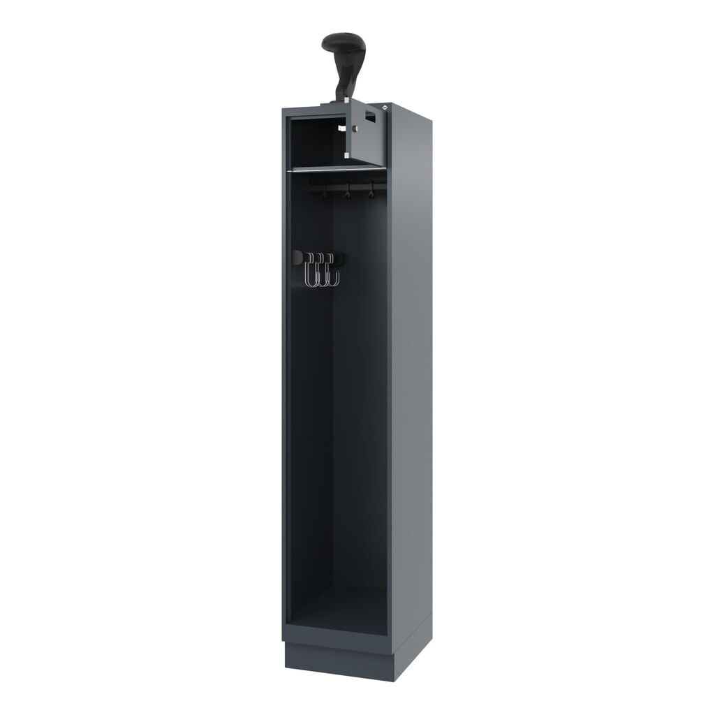 C+P Vestiaire pompier PRAKTUS, socle, 1 compartiment, HxlxP 1 850 x 400 x 500 mm, gris anthracite, avec support de casque Illustration du produit: C+P Vestiaire pompier PRAKTUS, socle, 1 compartiment, HxlxP 1 850 x 400 x 500 mm, gris anthracite, avec support de casque