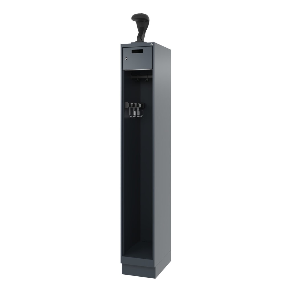 C+P Vestiaire pompier PRAKTUS, socle, 1 compartiment, HxlxP 1 850 x 300 x 500 mm, gris anthracite, avec support de casque N° de l'image du produit 5 : C+P Vestiaire pompier PRAKTUS, socle, 1 compartiment, HxlxP 1 850 x 300 x 500 mm, gris anthracite, avec support de casque