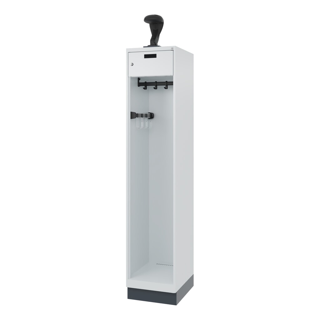 C+P Vestiaire pompier PRAKTUS, socle, 1 compartiment, HxlxP 1 850 x 400 x 500 mm, gris clair, avec support de casque N° de l'image du produit 5 : C+P Vestiaire pompier PRAKTUS, socle, 1 compartiment, HxlxP 1 850 x 400 x 500 mm, gris clair, avec support de casque