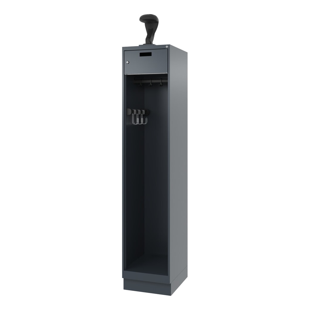 C+P Vestiaire pompier PRAKTUS, socle, 1 compartiment, HxlxP 1 850 x 400 x 500 mm, gris anthracite, avec support de casque N° de l'image du produit 5 : C+P Vestiaire pompier PRAKTUS, socle, 1 compartiment, HxlxP 1 850 x 400 x 500 mm, gris anthracite, avec support de casque