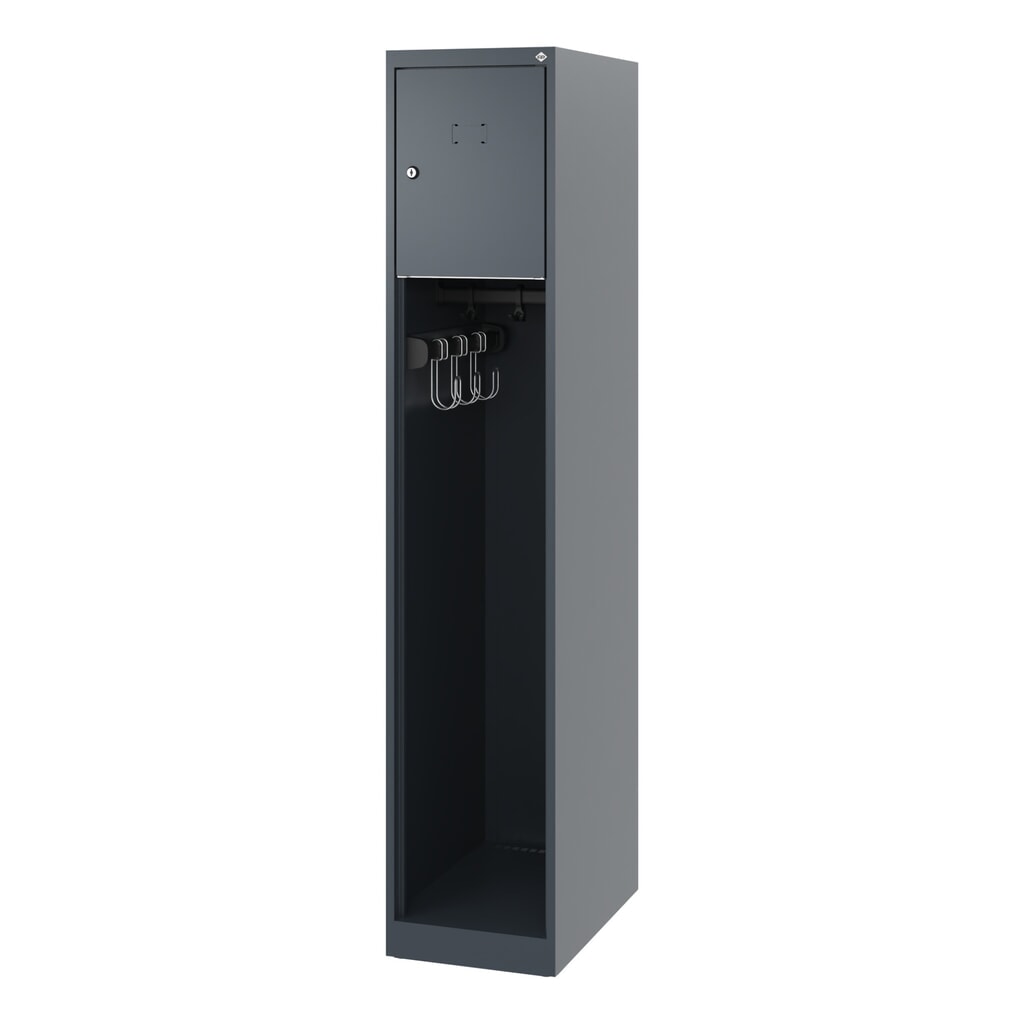 N° de l'image du produit 5 : C+P Vestiaire pompier YOUNGSTER, patins, 1 compartiment, HxlxP 1 530 x 300 x 500 mm, gris anthracite