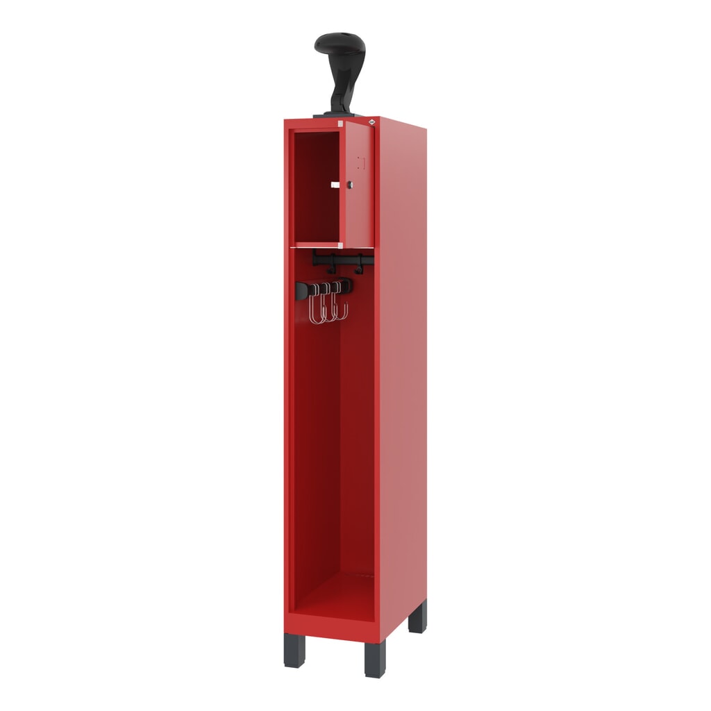 C+P Vestiaire pompier YOUNGSTER, pieds, 1 compartiment, HxlxP 1 530 x 300 x 500 mm, rouge feu, avec support de casque Illustration du produit: C+P Vestiaire pompier YOUNGSTER, pieds, 1 compartiment, HxlxP 1 530 x 300 x 500 mm, rouge feu, avec support de casque