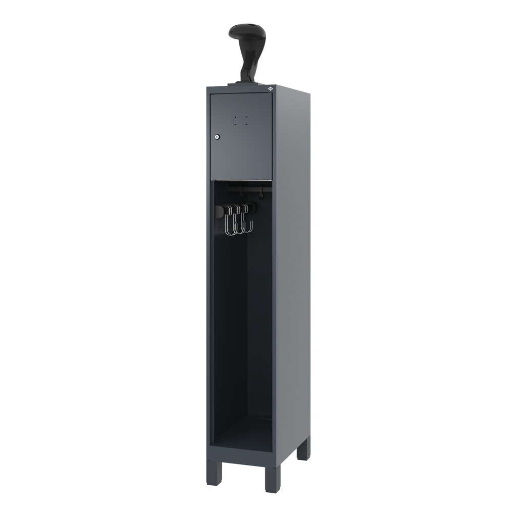 C+P Vestiaire pompier YOUNGSTER, pieds, 1 compartiment, HxlxP 1 530 x 300 x 500 mm, gris anthracite, avec support de casque N° de l'image du produit 5 : C+P Vestiaire pompier YOUNGSTER, pieds, 1 compartiment, HxlxP 1 530 x 300 x 500 mm, gris anthracite, avec support de casque