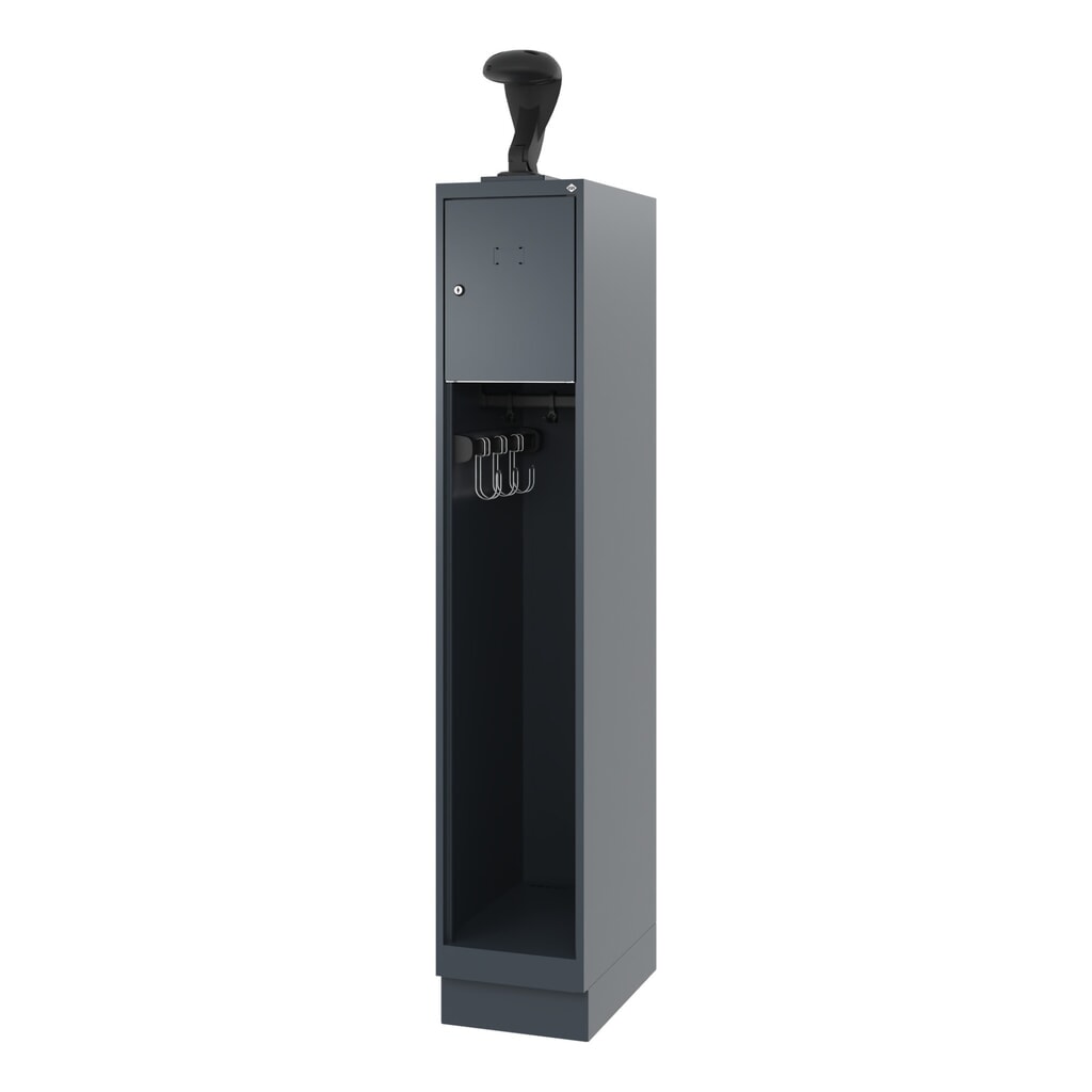 C+P Vestiaire pompier YOUNGSTER, socle, 1 compartiment, HxlxP 1 530 x 300 x 500 mm, gris anthracite, avec support de casque N° de l'image du produit 5 : C+P Vestiaire pompier YOUNGSTER, socle, 1 compartiment, HxlxP 1 530 x 300 x 500 mm, gris anthracite, avec support de casque