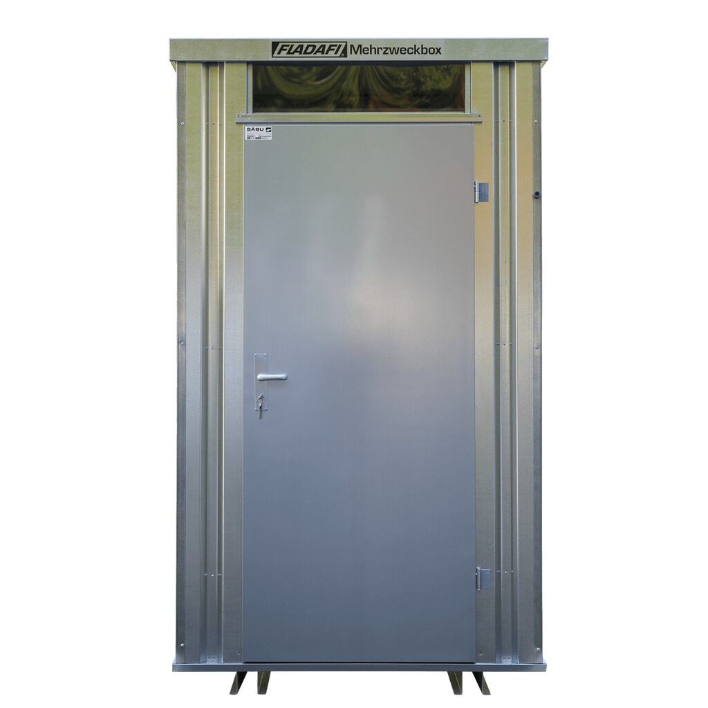 Cabine polyvalente FLADAFI® MZB 2700, galvanisée, montée, sans aménagement, porte à un battant, au centre du côté large Illustration du produit: Cabine polyvalente FLADAFI® MZB 2700, galvanisée, montée, sans aménagement, porte à un battant, au centre du côté large