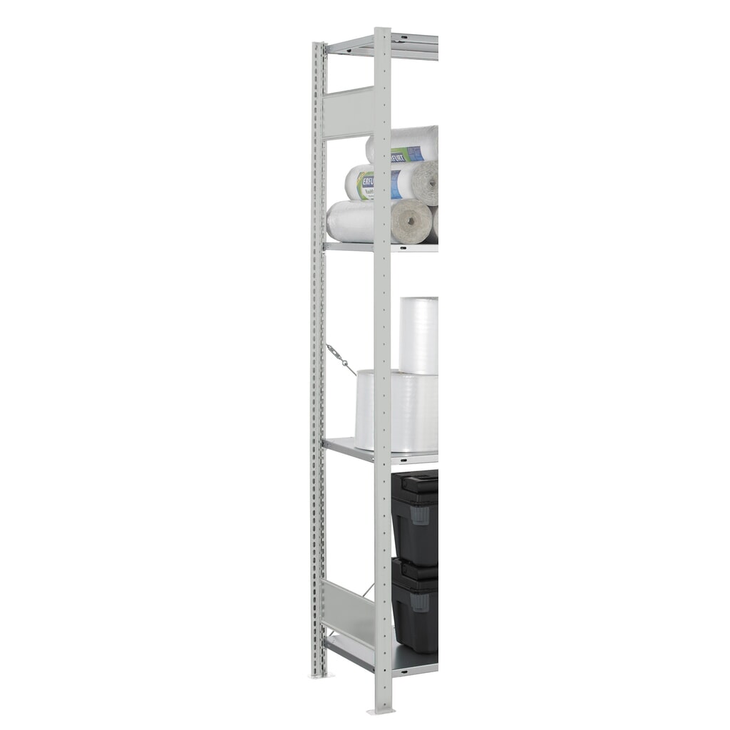 Cadre profilé en T MULTIplus pour rayonnage à tablettes SCHULTE, gris clair, prémonté, 2 traverses de profondeur, HxP 2 000 x 600 mm N° de l'image du produit 2 : Cadre profilé en T MULTIplus pour rayonnage à tablettes SCHULTE, gris clair, prémonté, 2 traverses de profondeur, HxP 2 000 x 600 mm