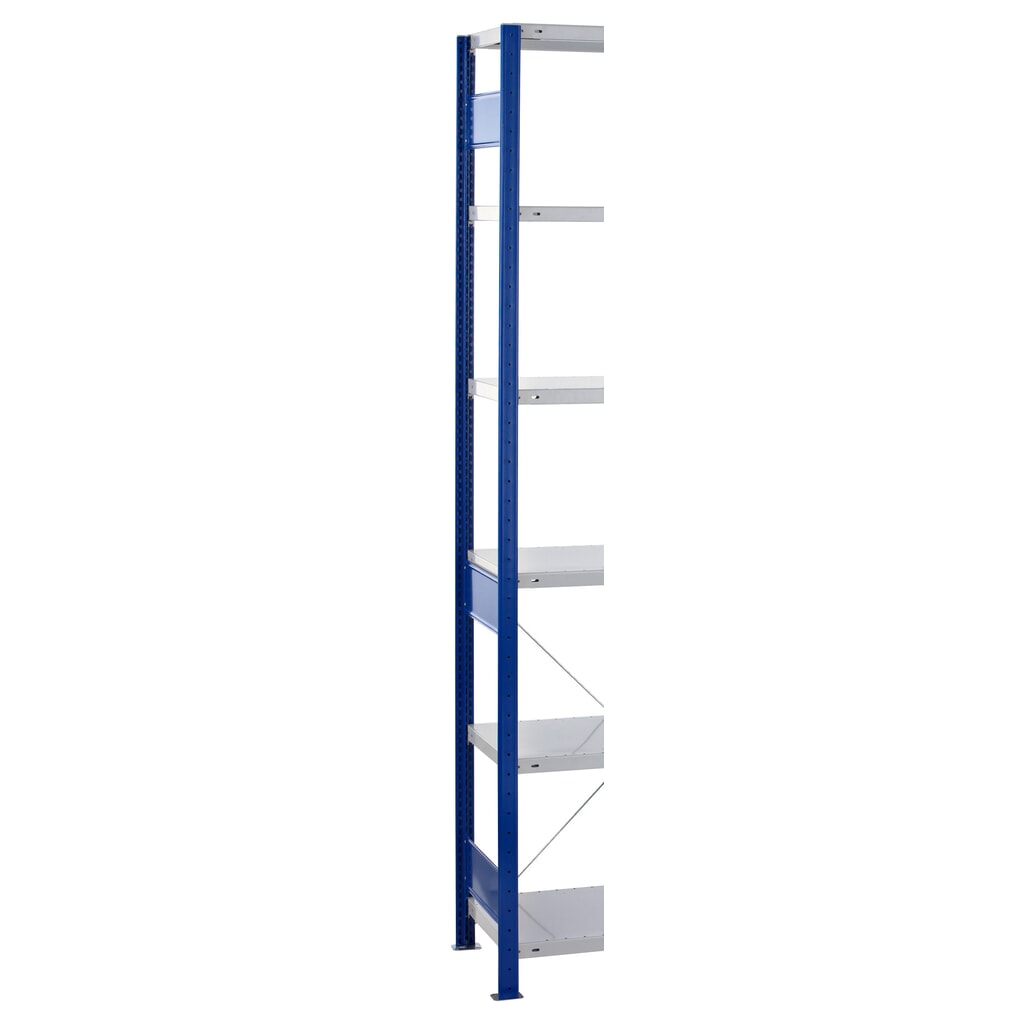 N° de l'image du produit 2 : Cadre profilé en T MULTIplus pour rayonnage à tablettes SCHULTE, bleu gentiane, prémonté, 3 traverses de profondeur, HxP 2 500 x 600 mm