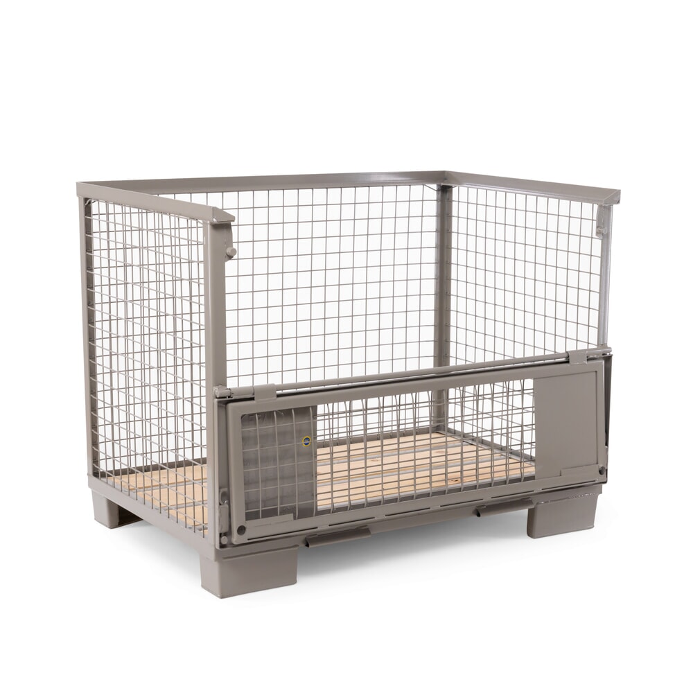 Illustration du produit: Caisse grillagée Euro HEMMDAL avec double volet de paroi avant, H x l x P 970 x 1 240 x 835 mm, gris pierre