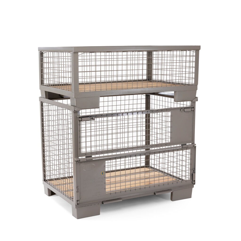 N° de l'image du produit 3 : Caisse grillagée industrielle HEMMDAL avec 4 parois fixes, H x l x P 500 x 1 240 x 835 mm, gris pierre