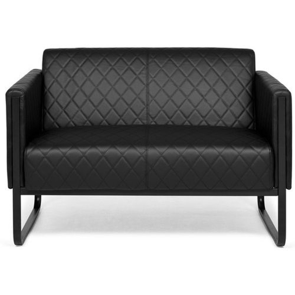 N° de l'image du produit 1 : Canapé lounge hjh OFFICE ARUBA BLACK piètement noir similicuir, 2 places, noir