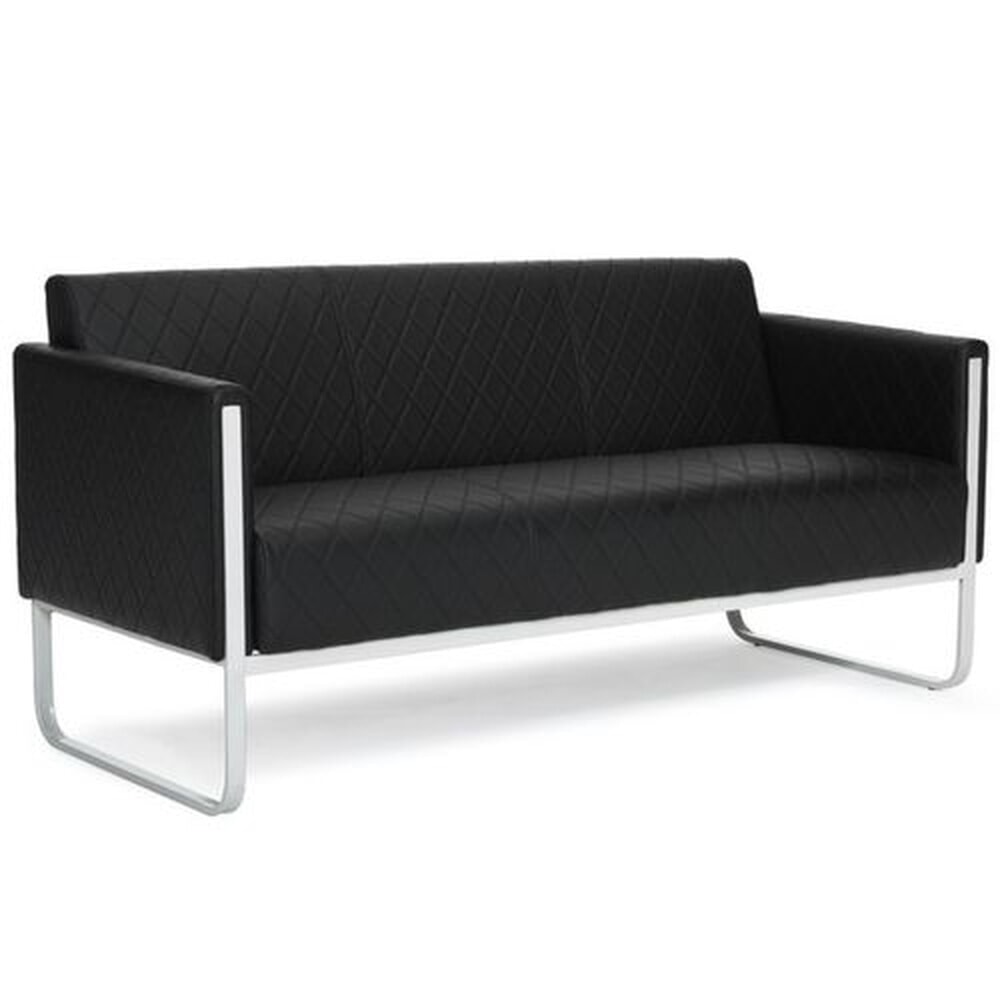 N° de l'image du produit 3 : Canapé lounge hjh OFFICE ARUBA STEP piètement gris clair similicuir, 3 places, noir
